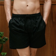 REMEDY Men's Black Beach Shorts - Black Elnido Linen Shorts