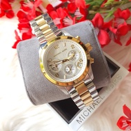 Original Michael Kors Silver Gold Two Tone Chronograph Womens  Watch