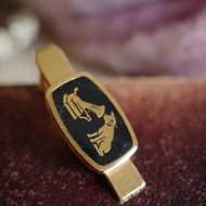 古董 HMV金色留聲機領帶夾 小狗 His Master's Voice