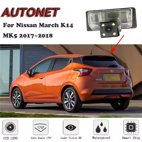 AUTONET Backup Rear View camera For Nissan March K14 MK5 2017~2018 CCD/HD Night Vision license plate