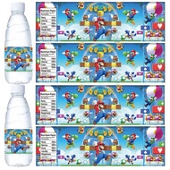 Cartoon Game Super Bros Water Bottle Label Birthday Decoration Marios Sticker Decals Diy Bottle Wate