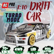 1:10 Drift RC Car With Turbo Battery 4WD Remote Control For Kids Kereta Kontrol Budak Lelaki High Sp