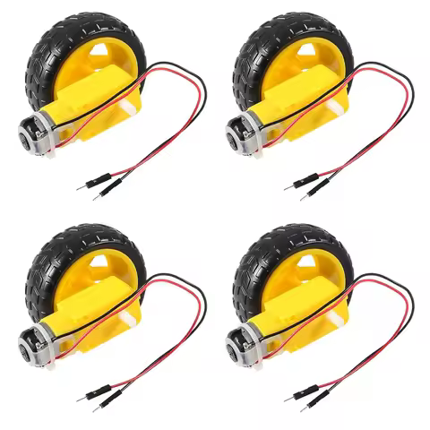 4 PCs DC Electric Motor DC 3-6V Dual Shaft Geared TT Magnetic Gearbox Engine with 65mm Plastic Car T