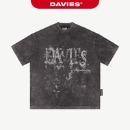 DAVIES gray washed t-shirt with loose-sleeved form for men and women cotton Renaissance Tee| D-T11