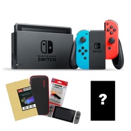 Nintendo Switch Console + 1 Game + Crystal Case + Carry Bag + Tempered Glass Screen Protector + 1 Year Maxsoft Warranty