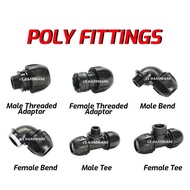 Poly Fittings - Poly Connector - 20mm / 25mm / 32mm - MTA/FTA/Male Bend/Female Bend/Male Tee/Female Tee