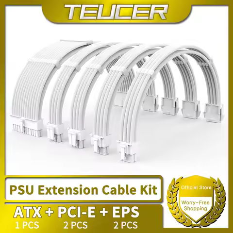 TEUCER TC-35 Series PSU Extension Cable Kit Solid Color Cable Solid Combo 350mm ATX24Pin PCI-E8Pin C