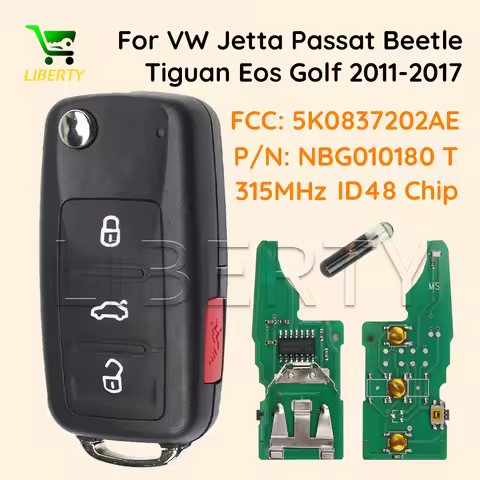 Ly For VW Jetta CADDY EOS GTI Golf Passat Tiguan Touran Beetle Transporter Caravelle Flip Remote Car