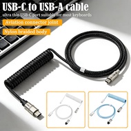 Coiled Cable Braided Cable Gaming Keyboard Type C Metal Aviator Detachable