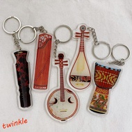 TWINKLE1 Guitar Acrylic Keychain, Clarinet Ukulele Guitar Model Pendant, Backpack Ornament Guqin Pip