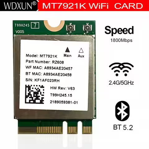 Wi-Fi 6E MT7921k Tri-band 1800M Bluetooth 5.2 desktop / notebook wireless network card supports wind