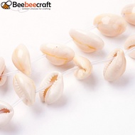 1strand Cowrie Shell Beads Strands Bisque 17-19x10-14x8-9mm Hole: 1mm 26pcs/strand 15.5 inch(39.5cm)