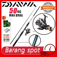DAIWA Fishing Rod Set Pancing Barang Mancing Set Fishing Combo Set Joran Pancing Set 50KG Max Drag