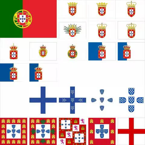 Portugal History flag Royal King Afonso I 1143 and King John I banner 3x5ft 4x4ft Double sided print