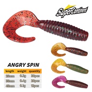 Angry Spin Curly Tail Grub Soft Lure 25mm/35mm/45mm Umpan Pancing Root Fishing Haruan Siakap Soft Wo