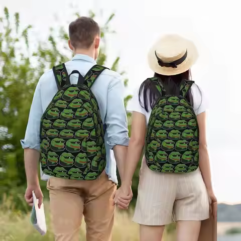 Peepo Pepega Twitch Discord Frog Backpack Student BookBag Kids School Bag Laptop Shoulder Bags for M