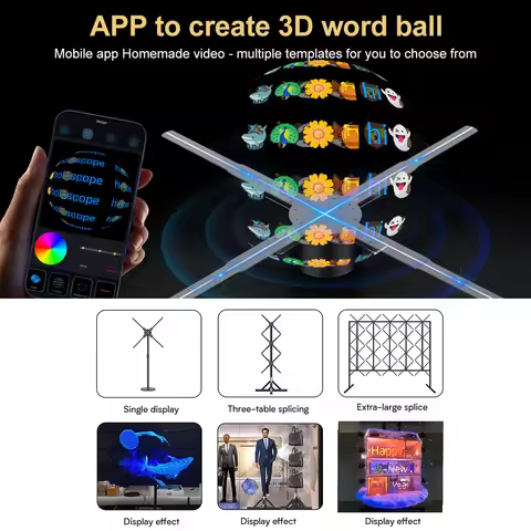 3D Advertising Hologram Fan 2K HD Naked Eye Advertising Machine Projector with 678pcs LED Light Bead