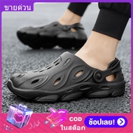 【Higher Quality】Korean ครึ่งรองเท้าสำหรับชายครึ่งรองเท้าแตะชายหาดแบนหนุ่มรองเท้าแตะรองเท้าแตะรองเท้า