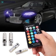 NANASALONNN 4Pcs T10 6SMD 5050 RGB Colorful Auto Car Lights LED Bulbs w/ Remote Control F4O1