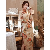 cheongsam muslimah chinese traditional wear Rok cheongsam wanita lengan panjang muda musim bunga dan