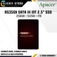 APACER Panther AS350X 2.5" SATA III Internal SSD | Read/Write 560MB/s 540MB/s | 256GB / 512GB / 1TB