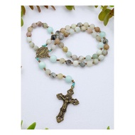 Catholic Rosary Bronze Miraculous Medal Amazonite Confirmation Gift Mother Mary Baptism RCIA Knotted