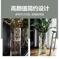 ✸【In Stock】Large Vase Glass Transparent Floor Ornaments / Transparent Glass Vase Large Straight Water The Luxury Bamboo