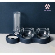 (The Bool's) 2-bowl pet cat food and drink container with water dispenser