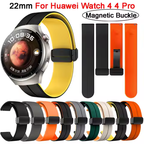22mm Silicone Band For Huawei Watch 4 4 Pro Magnetic Buckle Strap For Huawei GT 2/3 Pro 46mm Smartwa