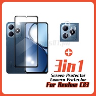 3 in 1 Realme C63 4G Tempered Glass for RealmeC63 Realme C 63 C63 Full Cover Protective Film with Ca