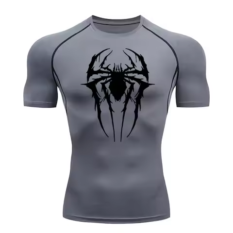 Men's Spider Graphic Compression Shirts Quick Dry Gym Workout Rash Guard Athletic Tshirts
