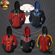【DIYFashion】DC Robin Zipper Hoodie Batman Cosplay Hoodie  Hero Men Red Hood Kids Costume Jacket Haru