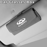 Car Sun Visor Glasses Sunglasses Box For Chery Tiggo 3 4 5 7 PRO 8 Omoda 5 QQ 2024 2023 Leather Hold