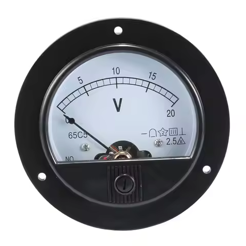 65C5 Analogue Panel Meter Volt Voltage Gauge Analog Voltmeter DC 0-20V 30V 50V 100V 500V Round Voltm