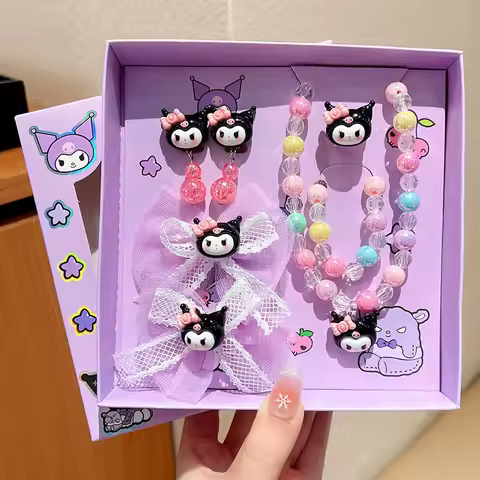 Hello Kitty Kuromi Cartoon-Style Sweet Jewelry Set Student-Style, Fairy-Style, and Urban-Functional-