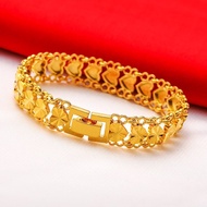 PQH KONG Jewellery Couple Chain Gold 916 Original Malaysia Bracelet for Women Men Couple Bracelet Love Turn Bead Bracelet Ladies Wedding Accessories Gift Gelang Tangan Lelaki Viral Murah Rantai Tangan Emas Bangkok Original Cop 916