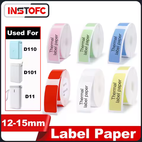 Official Paper Rolls Label Sticker Replacement for Niimbot D11 D110 D101 Thermal Printer Color 12-40