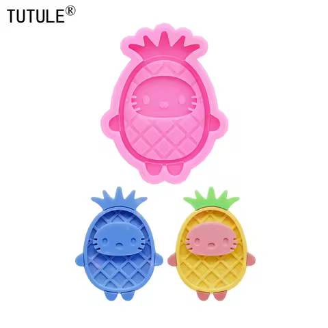 Shiny Pineapple Shaker Keychain Earrings Silicone Mold DIY Pineapple Clay Epoxy Resin Accessories Mo