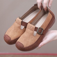 รองเท้าโลฟเฟอร์ลำลองแฟชั่นสำหรับผู้หญิงรองเท้า Boken ใหม่ฤดูร้อน2024