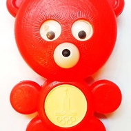 Vintage USSR kid's Toy Bear with symbols Olympic Games in Moscow