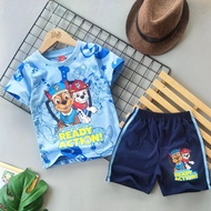 Black Short-Sleeved Set + Shorts With Stripes Bg002