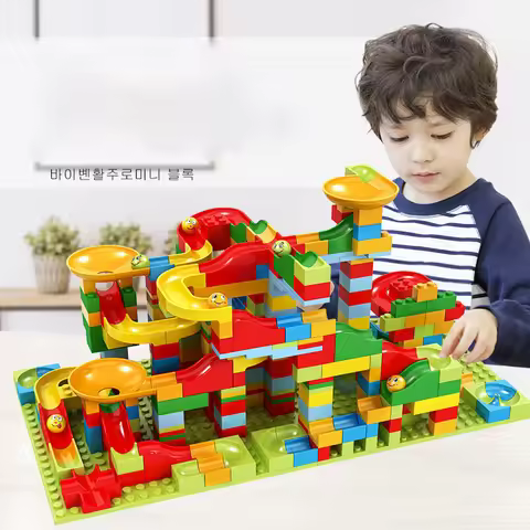 Hot Sale Marble Race Run Blocks Maze Ball Track Building Blocks Plastic Funnel Slide Assemble DIY Br