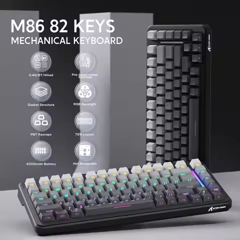 ATTACK SHARK M86 Wireless Mechanical Gaming Keyboard, 75% Gasket Hot Swappable RGB Custom Keyboard, 