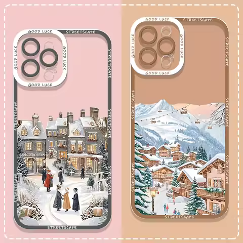 Cartoon Christmas Style Streetscape Clear Phone Case for Realme 12 10 11 9 Pro Plus 8i 9 PRO C75 C64