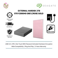 SEAGATE EXTERNAL HARDISK STKY200040 - ONE TOUCH WITH PASSWORD EXTERNAL HARDISK 2TB GREY/ ROSE GOLD