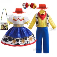 Toy Story Costume Woody Fancy Dress Costume for Kids 1 2 3 4 5 6 Years Old Woody Cosplay Costume Cowboy Jessie Dress for Kids Girl Halloween Birthday Gift Kids Clothes Full Sets