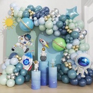 New Space Theme Balloon Arch Set, Includes 5/10/12 Inch Blue, Green, Purple, Gold, Silver Metallic R