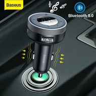 Baseus FM Tansmitter Wireless Bluetooth 5.0 FM Radio Modulator Adapter 2.4A USB Ports Car Charger Handsfree AUX Disk MP3 Player