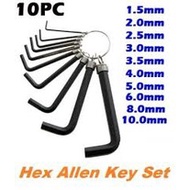 10pcs Mini Micro Metric Hex Key Ring Set Metric/Hexagon Allen Key Hex Key Wrench Set/Allen Key/Hex K