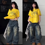 MINIBOX jeans with yellow wash box bag Unisex for men and women Jaystoree.